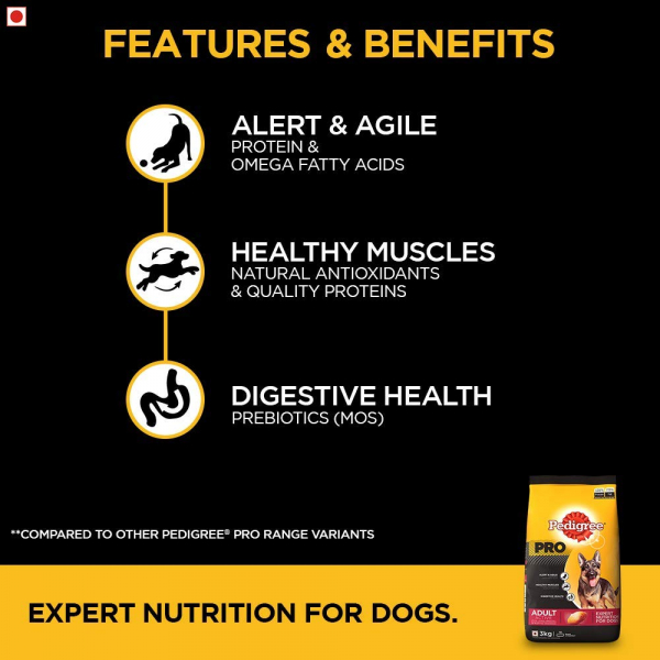 Pedigree PRO Expert Nutrition Active Adult Large Breed Dog (18 Months Onwards) Dry Dog Food, 10kg Pack
