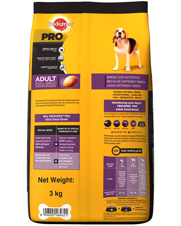 Pedigree PRO Expert Nutrition, Adult Small Breed Dogs (9 Months Onwards) Dry Dog Food, 3kg Pack